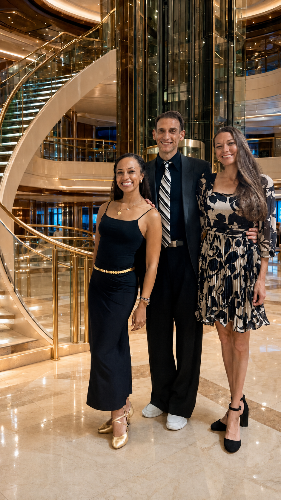 Daisy Lansford, Christopher Lansford, and Torie Bembry together aboard a cruise ship